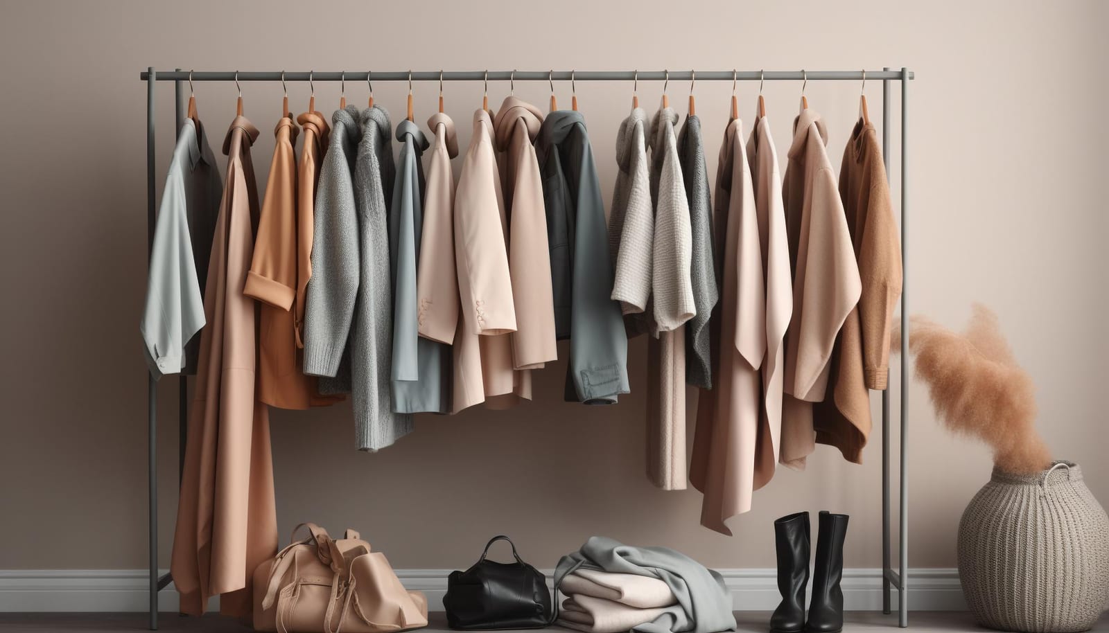 AYMA Clothing Kollektion, dekorativ in der Boutique drapiert